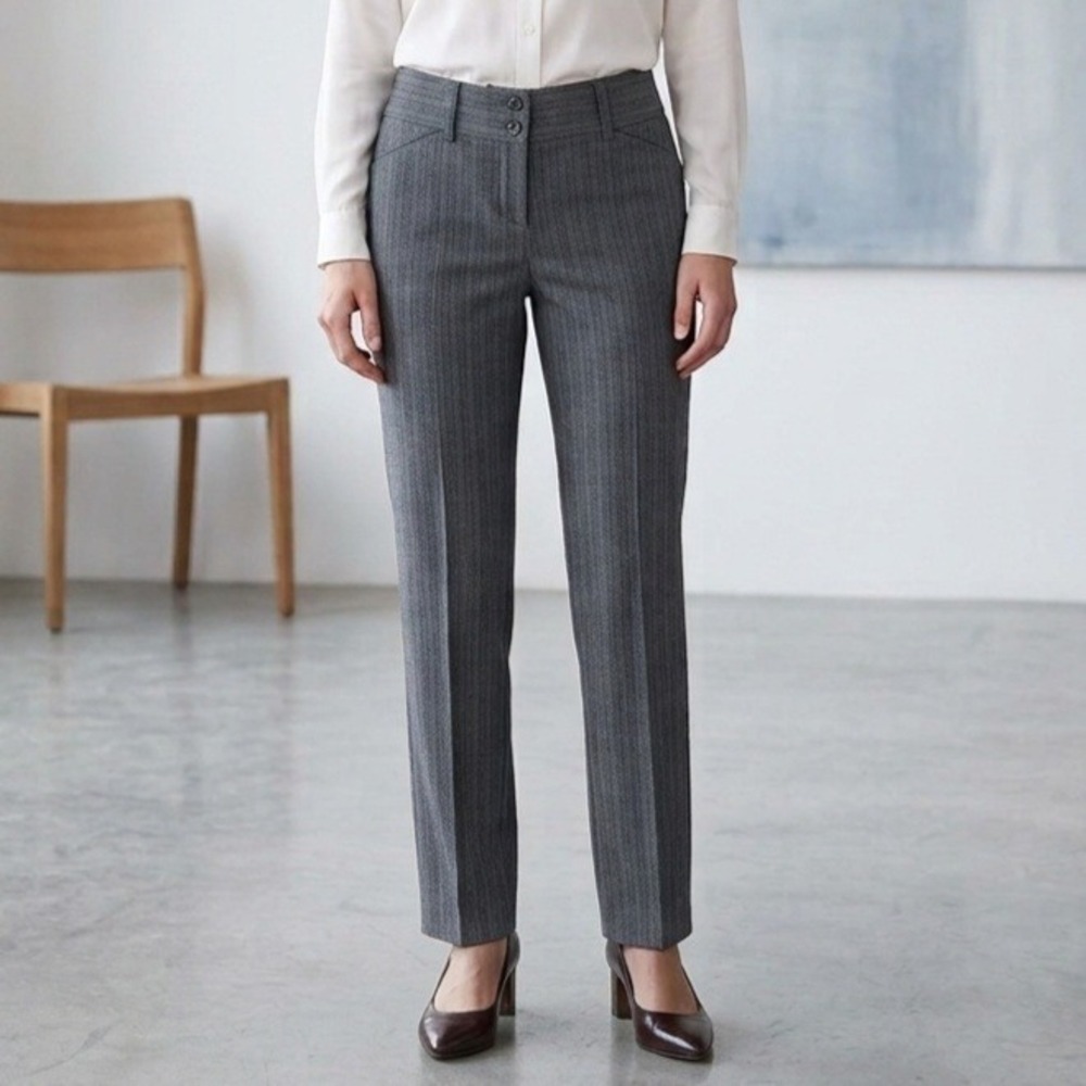 Geoffrey Beene Sport Gray Dress Pants Womens 10 Herringbone Mid Rise Straight